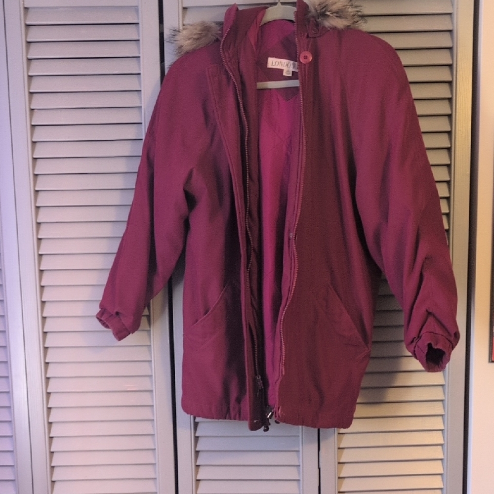 London Fog Pink Puffer Jacket with Relaxed Fit and Cozy Texture